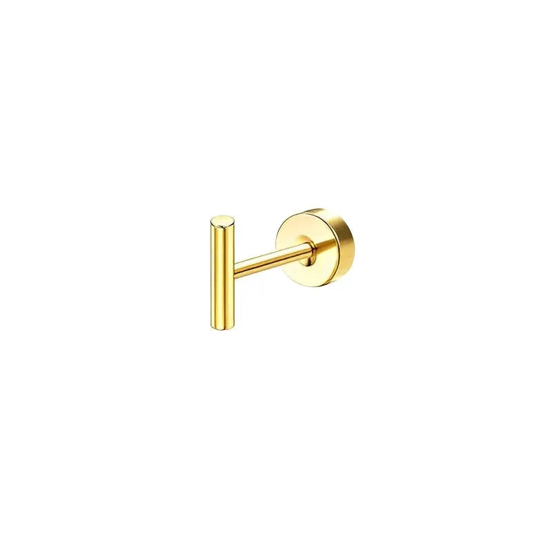 Bobisty 1pc Surgical Stainless Steel Earrings Dainty Flat Back Stud Hoop Cartilage For Sensitive Ears Women