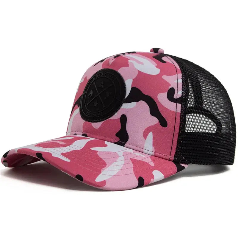 Summer Mesh Baseball Cap For Women And Men ENJOY LIFE Patch Snapback Breathable Unisex Street Hip Hop Trucker Cap