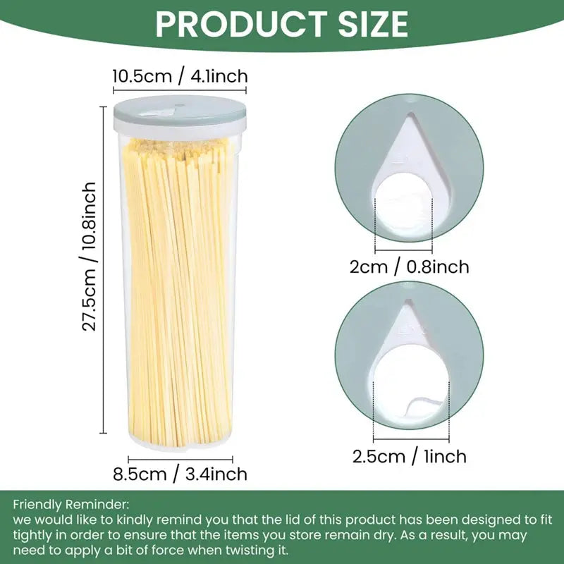 1pc Noodles Sealed Can Food Storage Container For Spaghetti Noodles With Locking Lid Food Grade Plastic Kitchen Storage