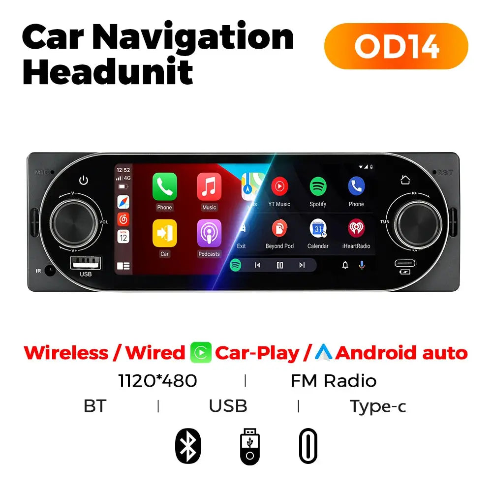 MEKEDE 6.86-inch CarPlay/Android Auto head unit with Bluetooth, USB-C and FM radio