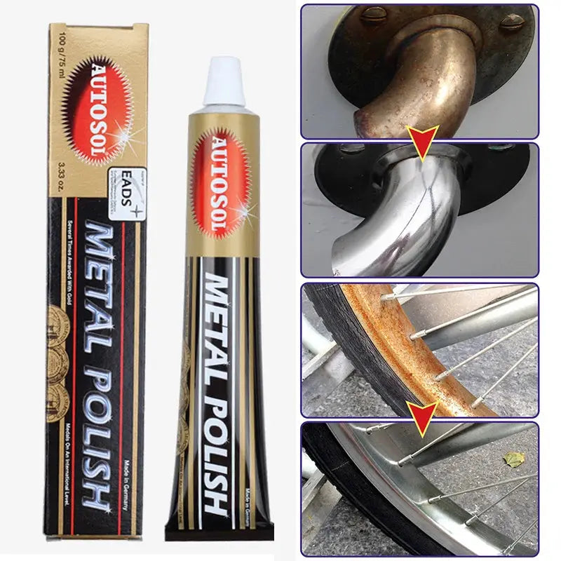 Autosol Metal Polishing Paste 100g 50g For Chrome Stainless Steel Aluminum Brass Removes Rust Tarnish Mirror Shine