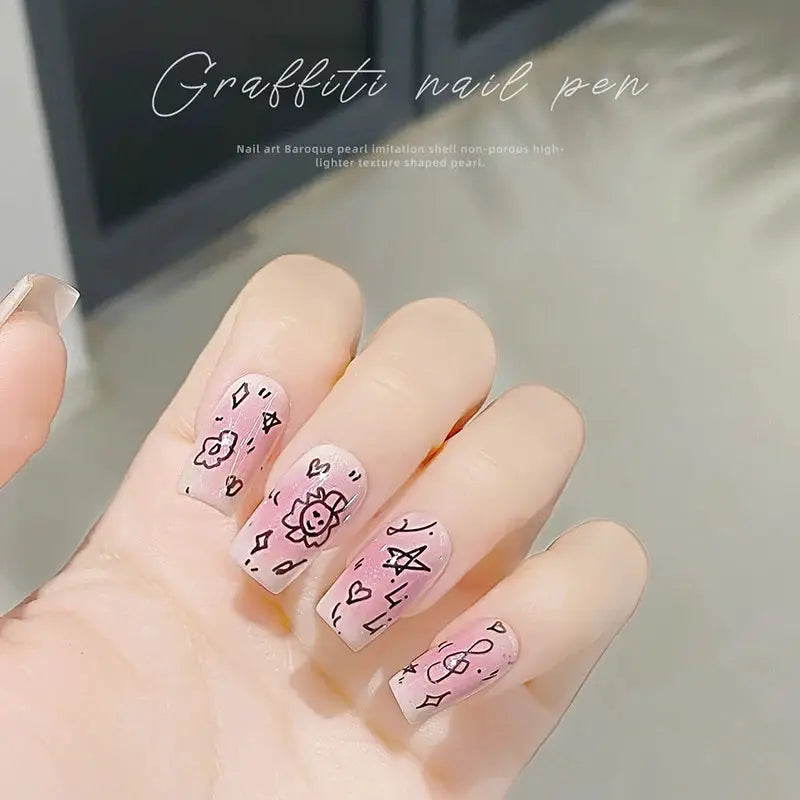 Nail Art Graffiti Line Pen Gel Painting Waterproof Precision Nib With Ultra Fine Brush For Crisp Detailed Nail Art
