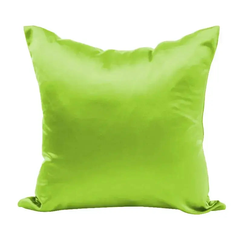 Square lime green satin pillow cover, cushion case 40x40 cm