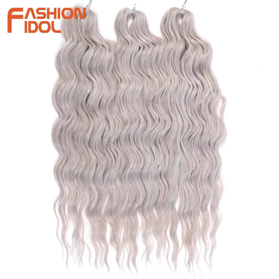 Anna 24in synthetic water-wave braiding hair extensions, ombre blonde, 3 bundles by Simples Market (Fashion Idol)