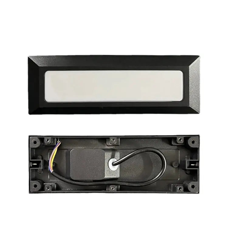 Simples Market surface-mounted LED stair step light, 6W, black alloy outdoor wall lamp with frosted panel
