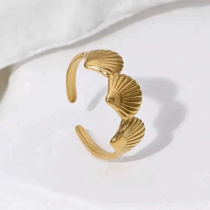 Geometric Wide Edge Adjustable Ring In Electroplated Gold With Minimalist Design For Daily Wear And Special Occasions