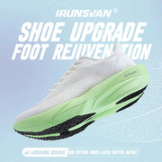 IRUNSVAN Carbon Fiber Sneakers, white upper with mint-green midsole, unisex