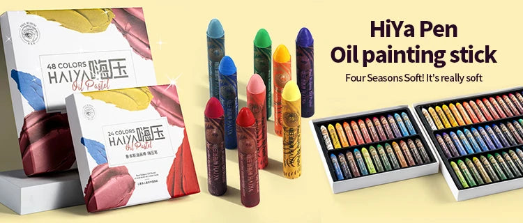 HiYa Pen oil painting sticks and oil pastel sets in assorted colors on display