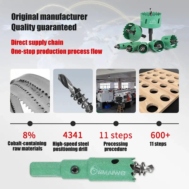 1 Piece 16 to 200mm Bimetal Wood Hole Saw Drill Bit HSS Steel M42 Core Suitable for Downlight Plasterboard Opening