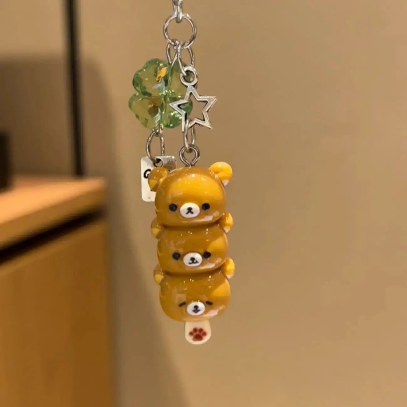 Cute Bear Phone Charms Pendant Kawaii Anime Keychain For Keys School Bag iPhone 17 Pro Max AirPods Korea Y2K Accessories