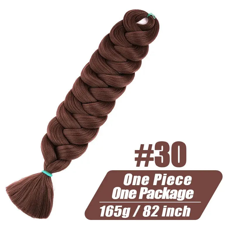 Jumbo braiding hair extension, Kanekalon synthetic, brown color #30, 82-inch length, 165g, pre-stretched, one piece