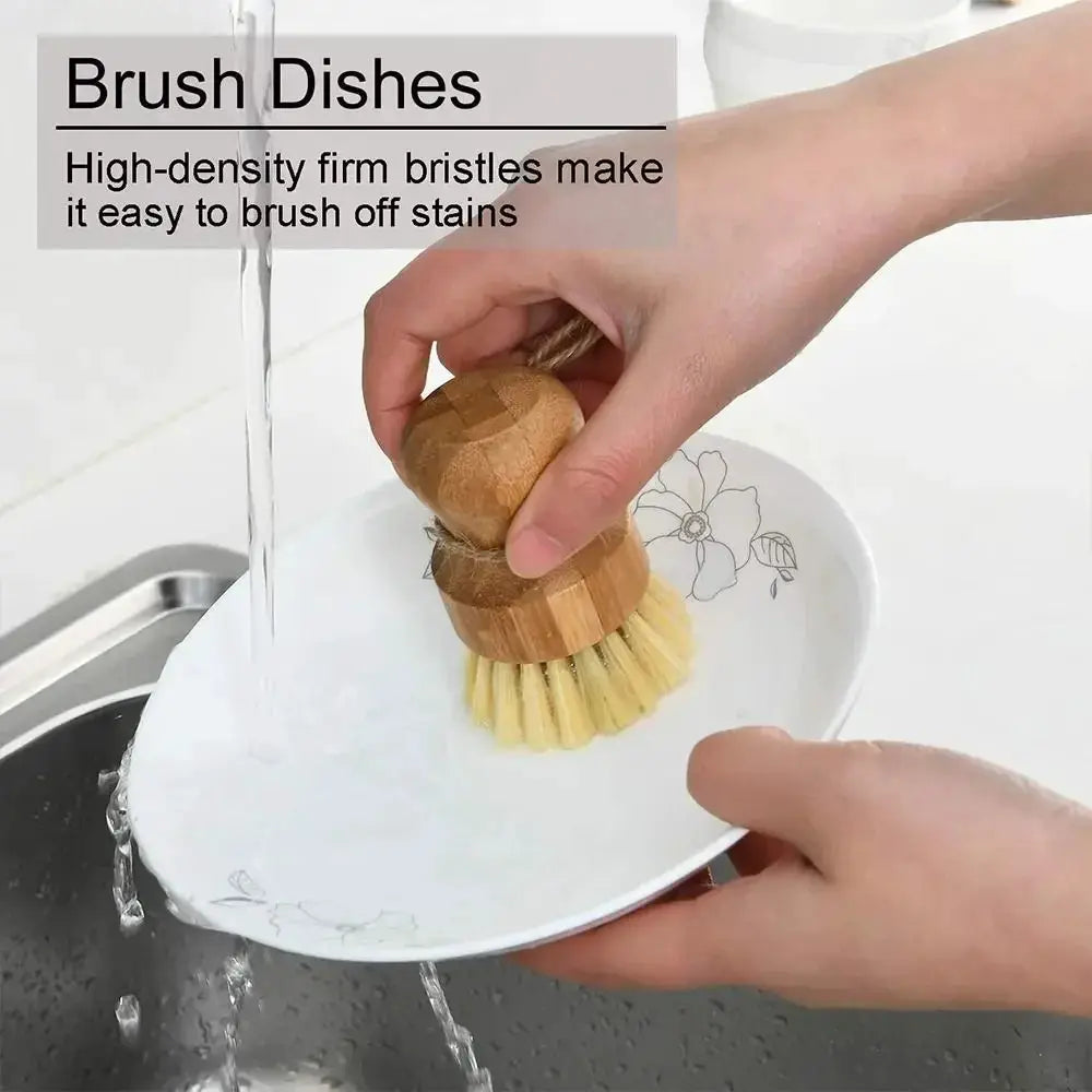 2 Piece Set Wooden Dish Brush With Natural Sisal And Coconut Fiber Eco Friendly Zero Waste Kitchen Cleaning Tools