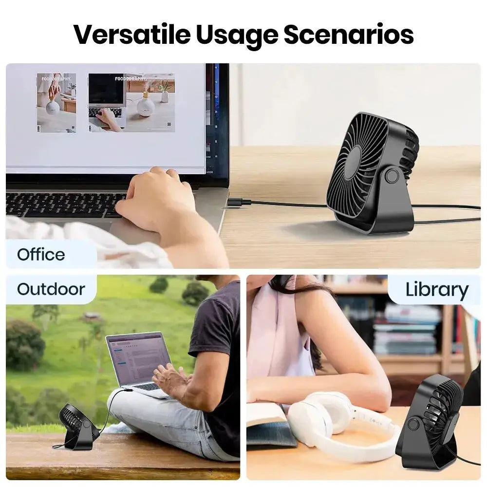 TOPK 4 Inch USB Mini Portable Fan for Camping and Desk 360 Rotation