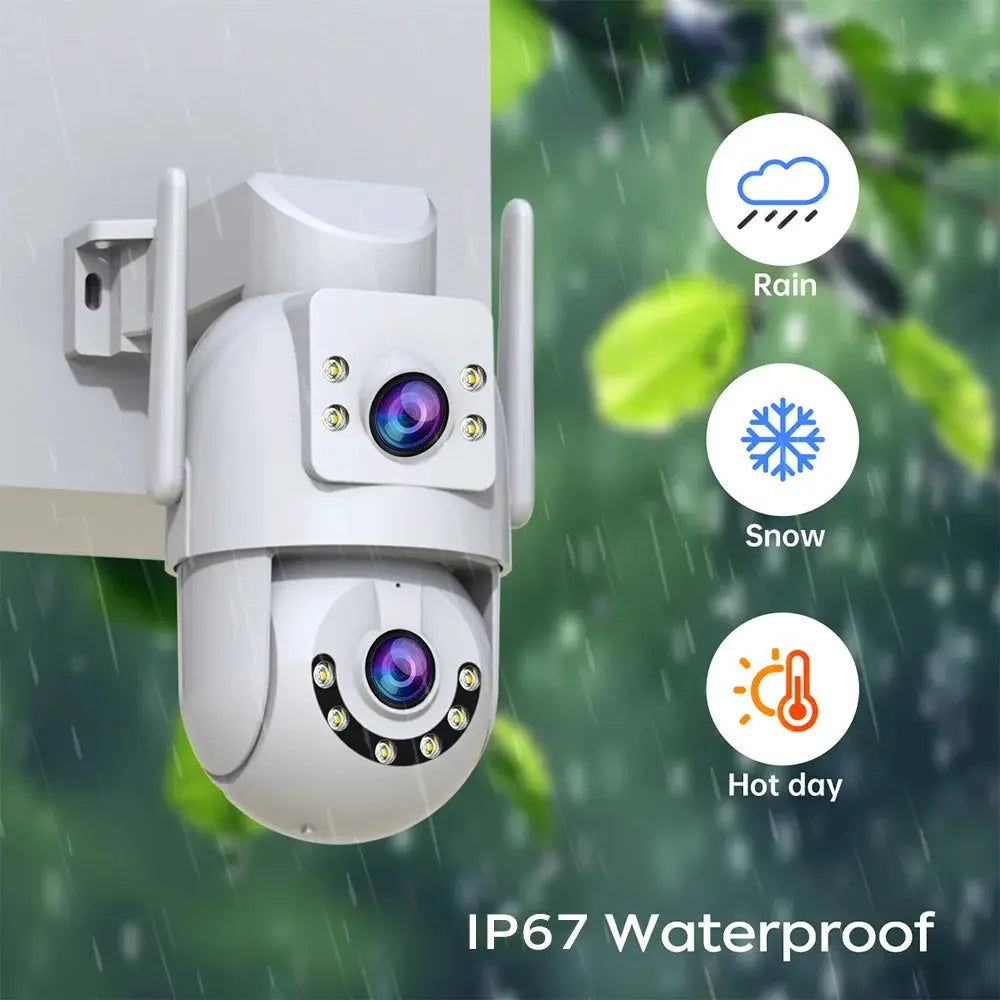 Jooan outdoor 4K/8MP WiFi PTZ camera with dual lenses, white IP67 waterproof security camera