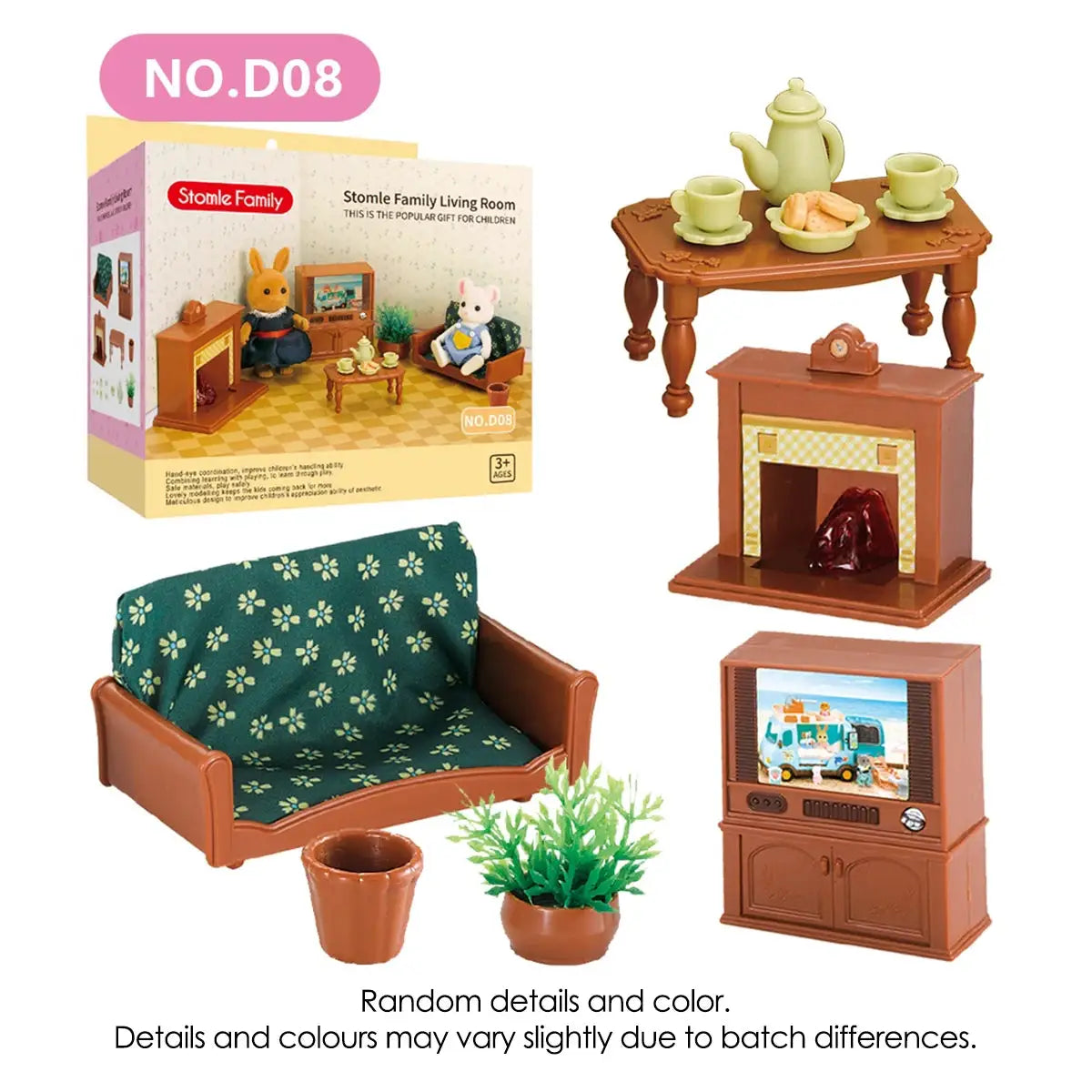1:12 Scale Miniature Furniture Set Forest Family Kitchen Dining Table Dollhouse Accessories Pretend Play Gift for Girls