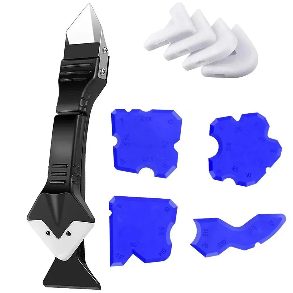 5-In-1 Silicone Scraper Squeegee Glue Remover Knife Caulking Tool Kit For Grout Crack Repair