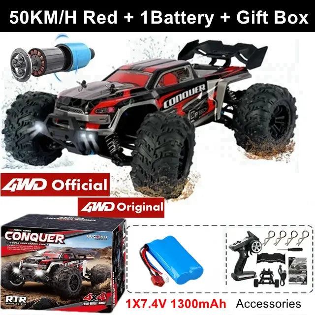 4WD Remote Control Off Road 4X4 High Speed Brushless Buggy Truck 80 KMH Drift Racing Toy for Kids and Adults