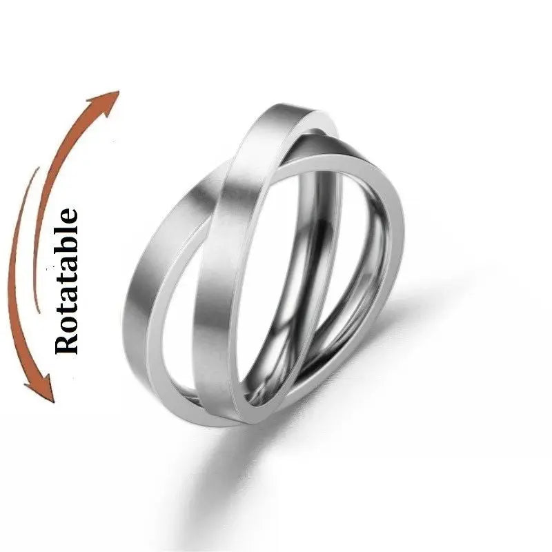 Stainless steel fidget spinner ring set with rotating knuckle rings for men and women