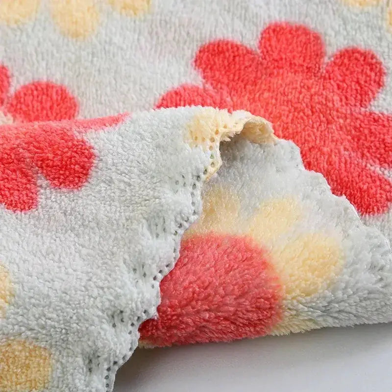 Simples Market 4-piece sunflower print coral fleece kitchen cleaning cloths; soft, absorbent dish towels 30x30cm