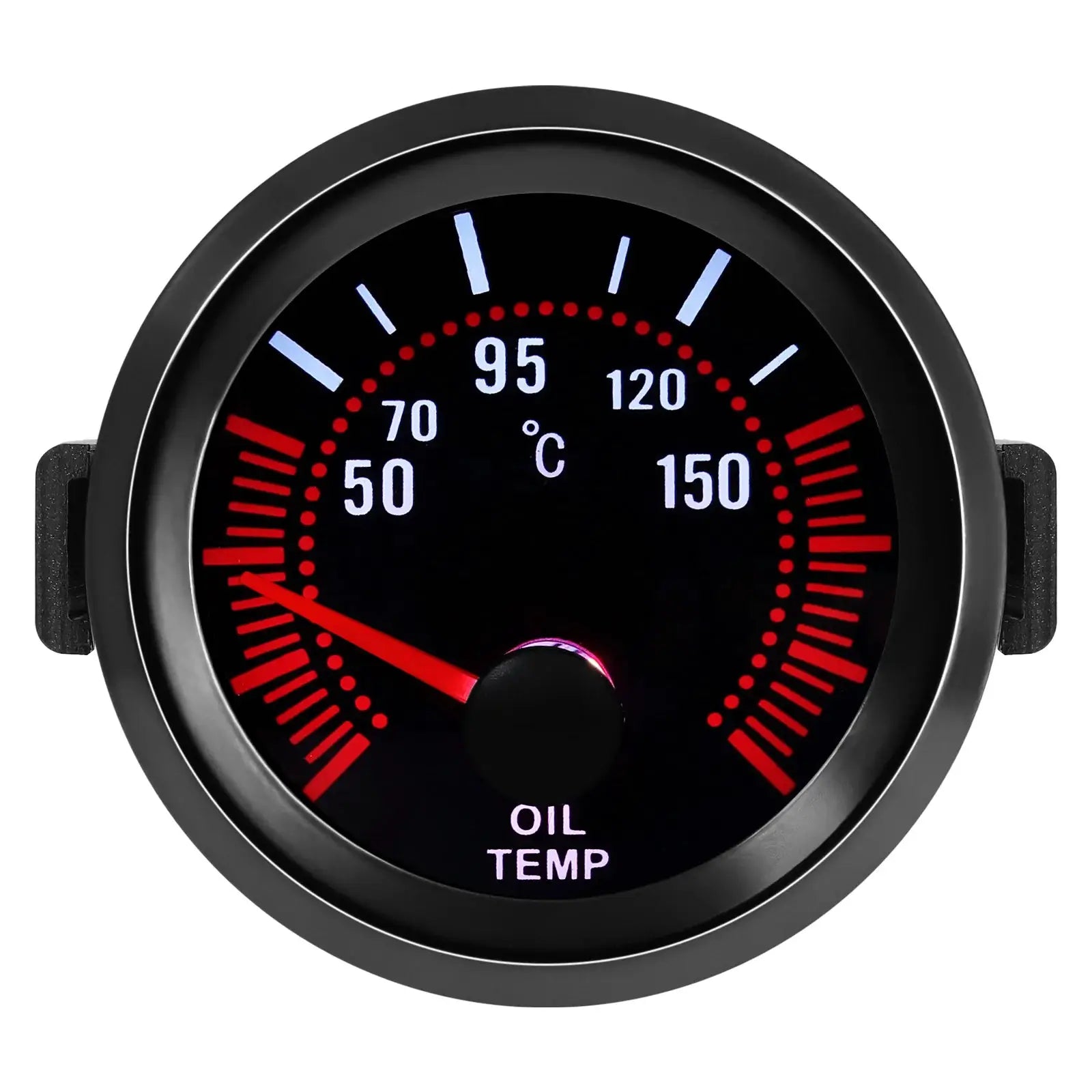 Oil temperature gauge, 52mm dial with black face, red markings and white 50–150°C numbers