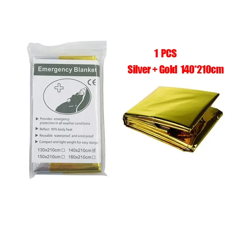 Emergency Thermal Poncho Blanket Lightweight Folding Weatherproof First Aid Camping Mat Cover Sunshade Water Resistant