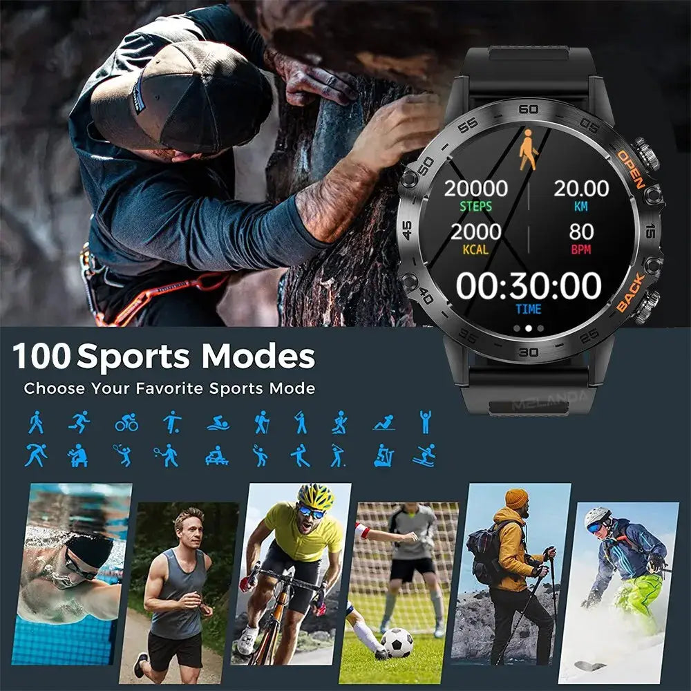 Mevaden Steel 1.39 Bluetooth Call Smart Watch MD52 IP67 Waterproof Fitness Tracker For Android iOS