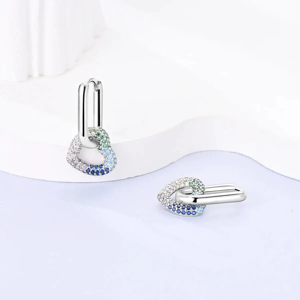 925 Silver Hoop Earrings For Women Zircon Heart Shape Star Eardrops Original Fashion Jewelry