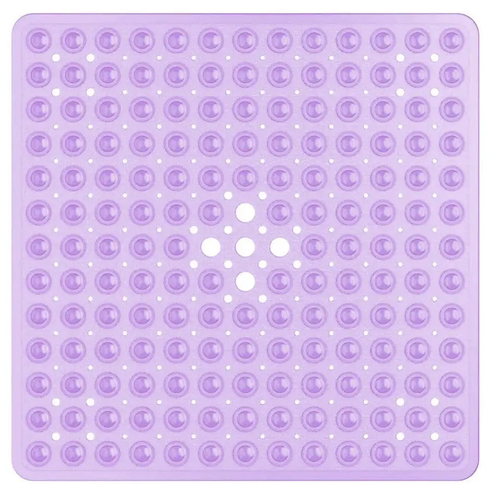 Shower mat Simples Market purple PVC with suction cups, anti-slip square bath floor pad.