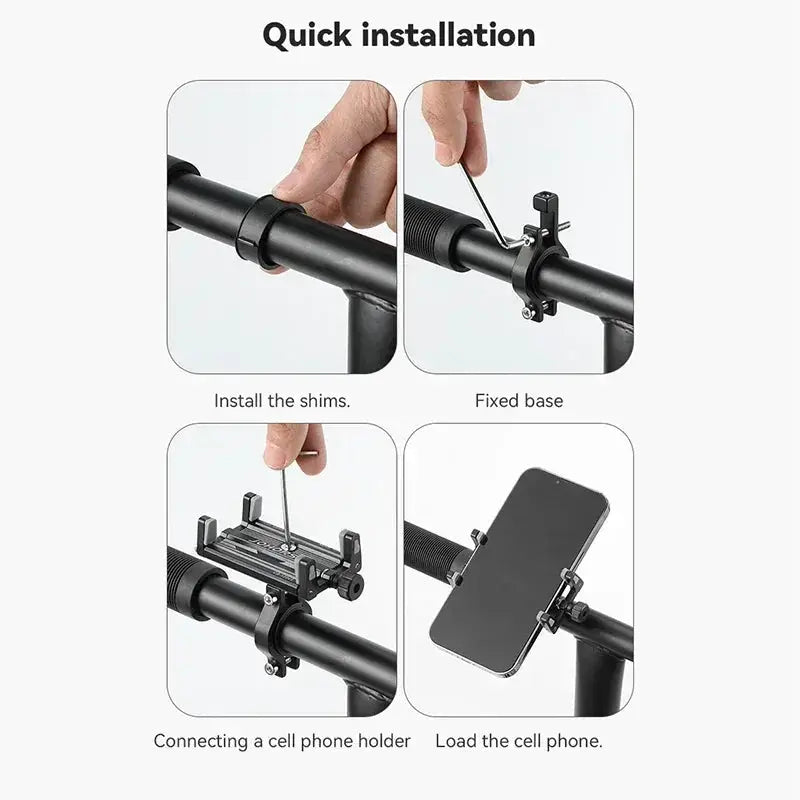 TrailBolt CNC Aluminum Alloy Motorcycle And E Bike Phone Holder Four Claws Fits 58 To 88 Mm Smartphones Secure Mount