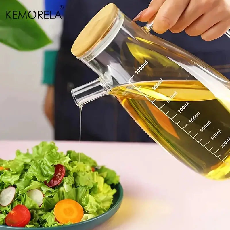KEMORELA Glass Olive Oil Bottle 1 Pack Leak Proof Container For Kitchen And Outdoor Use