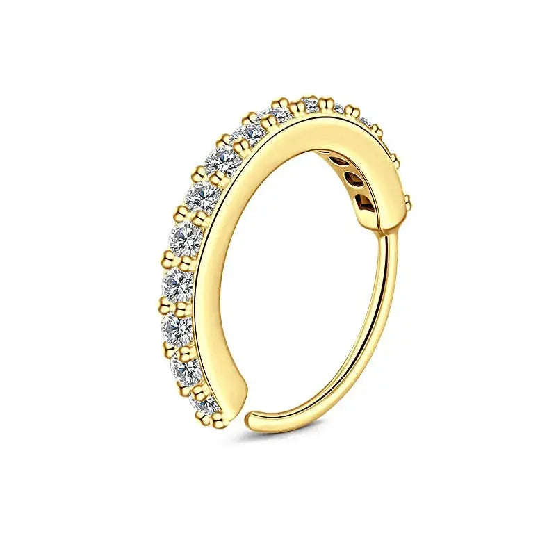 Cubic Zirconia Fake Nose Ring For Women Stainless Steel Round Cartilage Tragus Helix Ear Piercing Body Jewelry