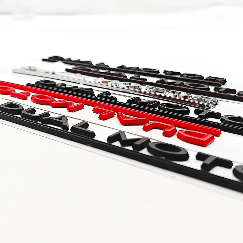3D ABS chrome black red rear trunk badge set for Tesla Model Y S X 3 with underlined dual motor logo