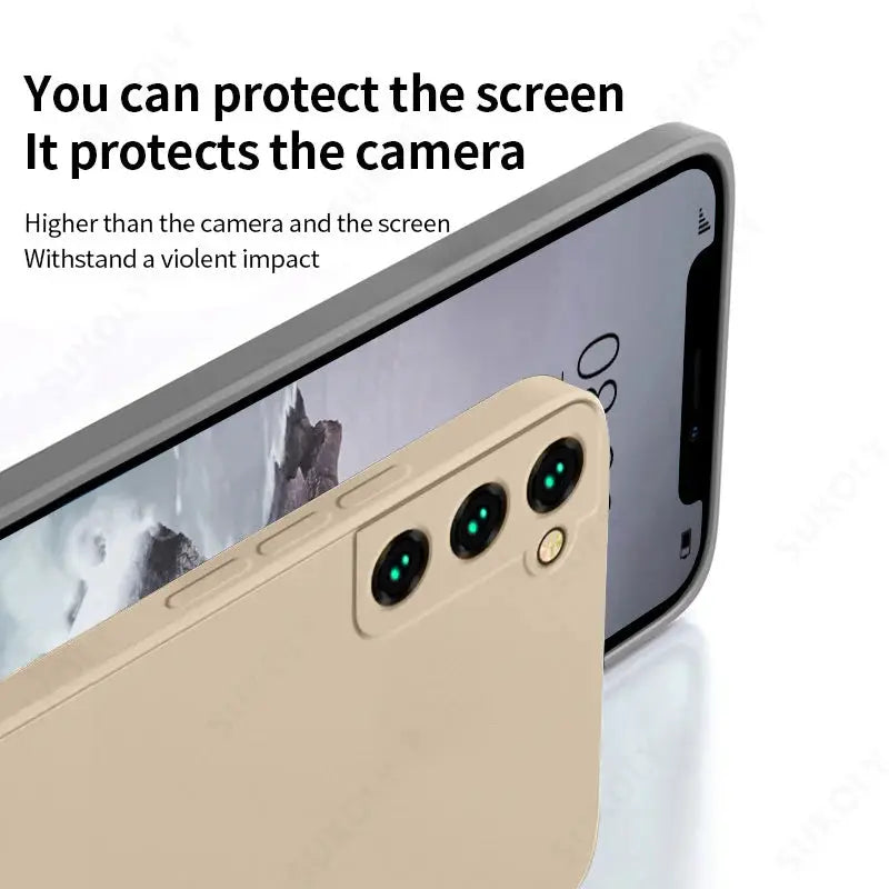 Simples Market shockproof liquid silicone case for Samsung Galaxy S22/S23/S24/S25/S26 Ultra beige
