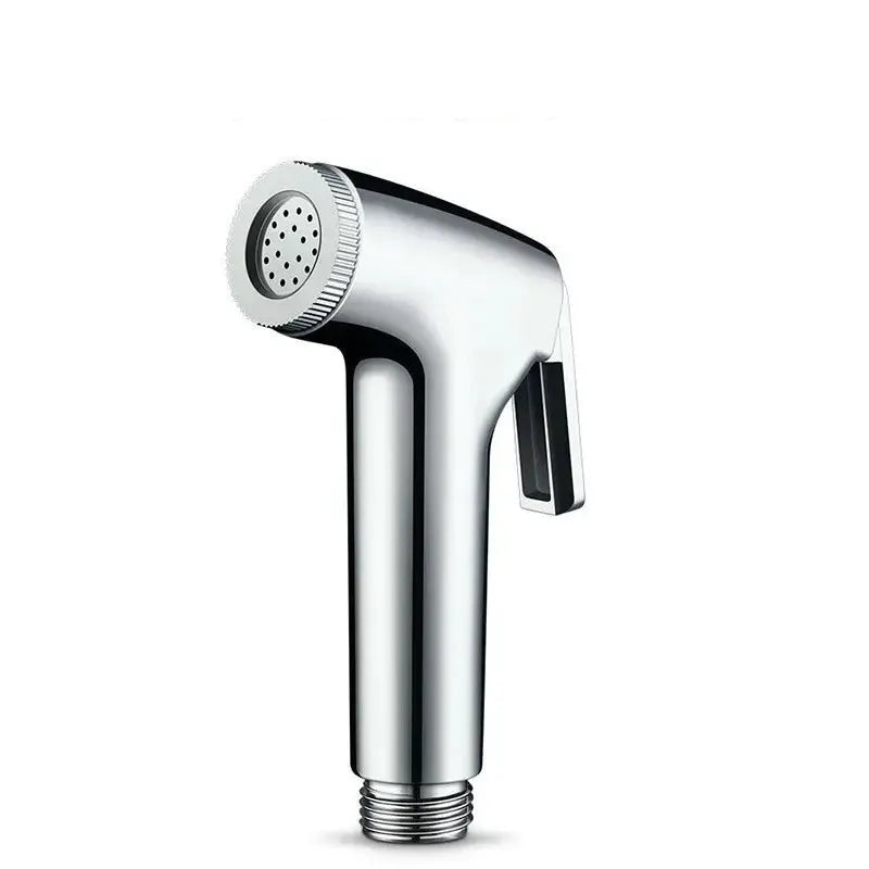 Handheld chrome bidet sprayer with side trigger and threaded hose connection