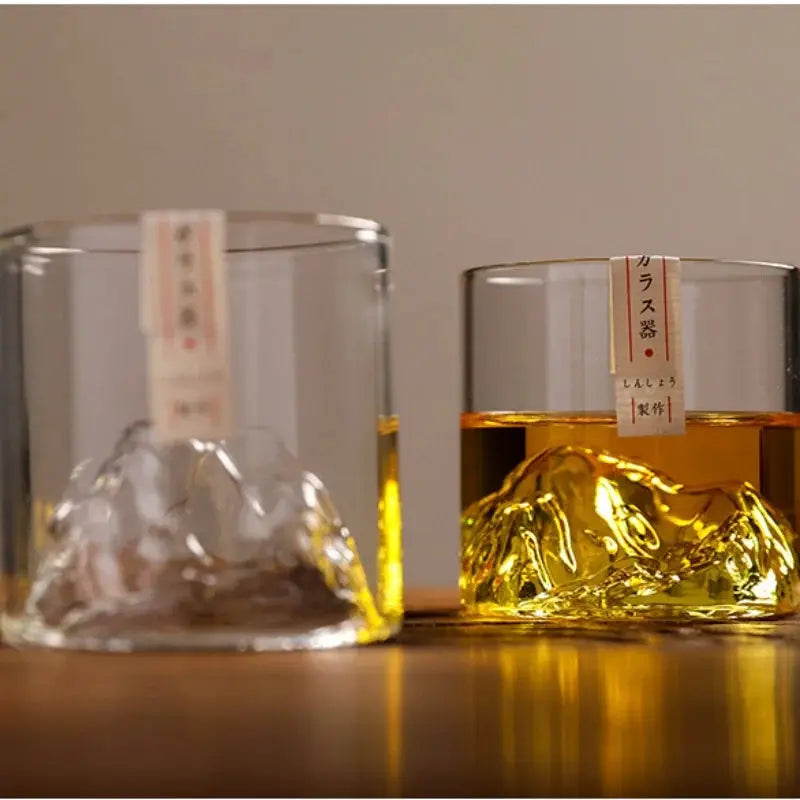 Japanese Glass Mt Fuji Teacup Heat Resistant 200ml Glacier Mountain Retro Design for Home Office
