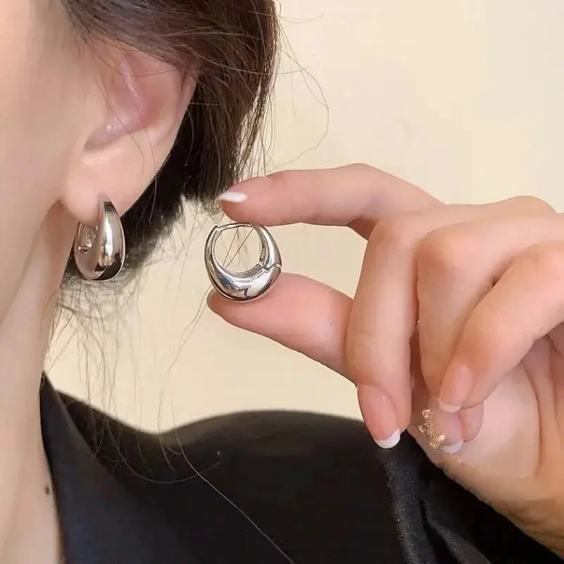 Stainless Steel Chunky Hoop Earrings for Women and Girls Round Circle Punk Jewelry Statement Earrings