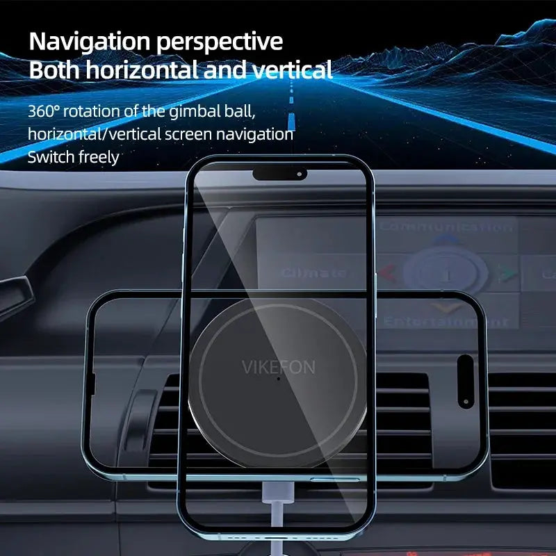 VIKEFON Magnetic Car Wireless Charger For iPhone 12 13 14 15 Pro Max