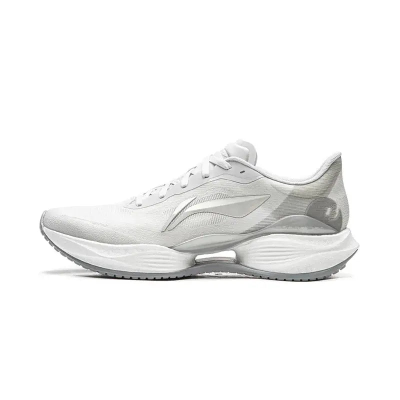 Li-Ning men's Super Light 23 running shoe, white/gray with breathable mesh upper and cushioned midsole
