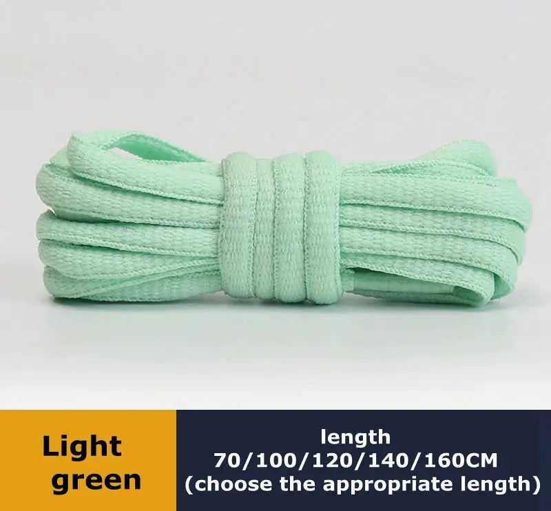 Light green round shoelaces, one pair for outdoor leisure shoes, available in 70-160 cm lengths