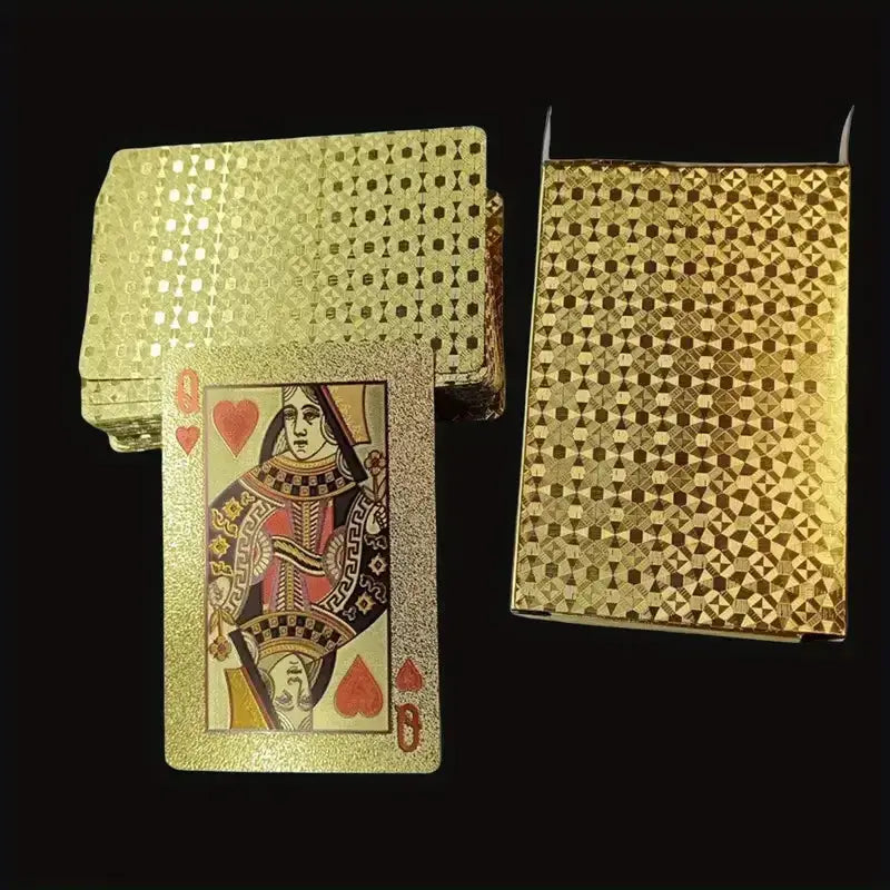 Golden Color Waterproof Playing Cards Set For Poker Nights And Magic Tricks Gift Collection