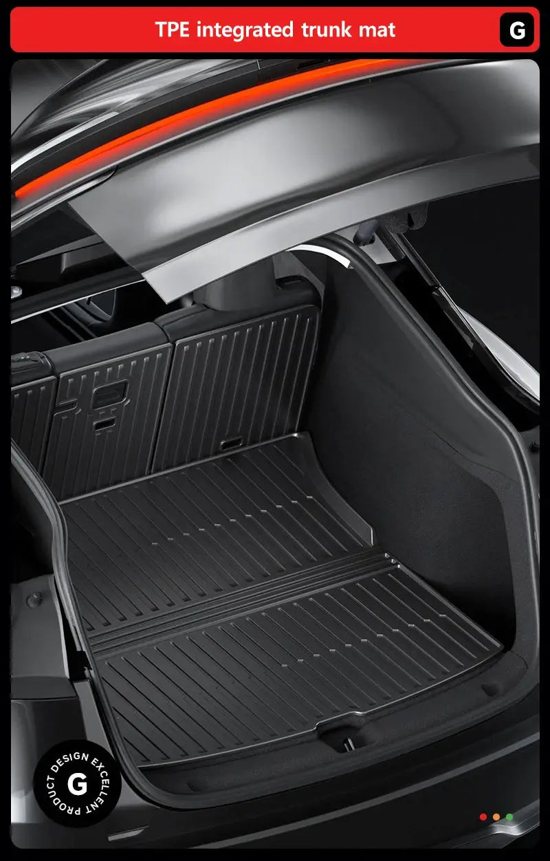 NovaAcc trunk mat for Tesla Model Y by Simples Market, all-weather TPE cargo liner in black with ribbed surface