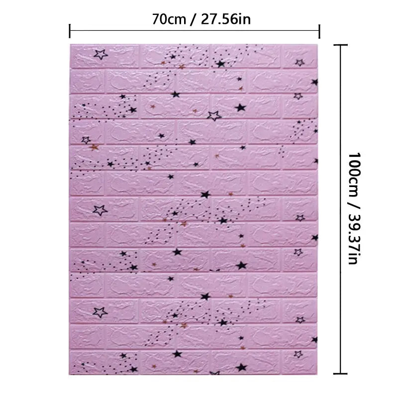 3D brick-pattern wall panels wallpaper, pink, waterproof, Simples Market, 70cm x 1m