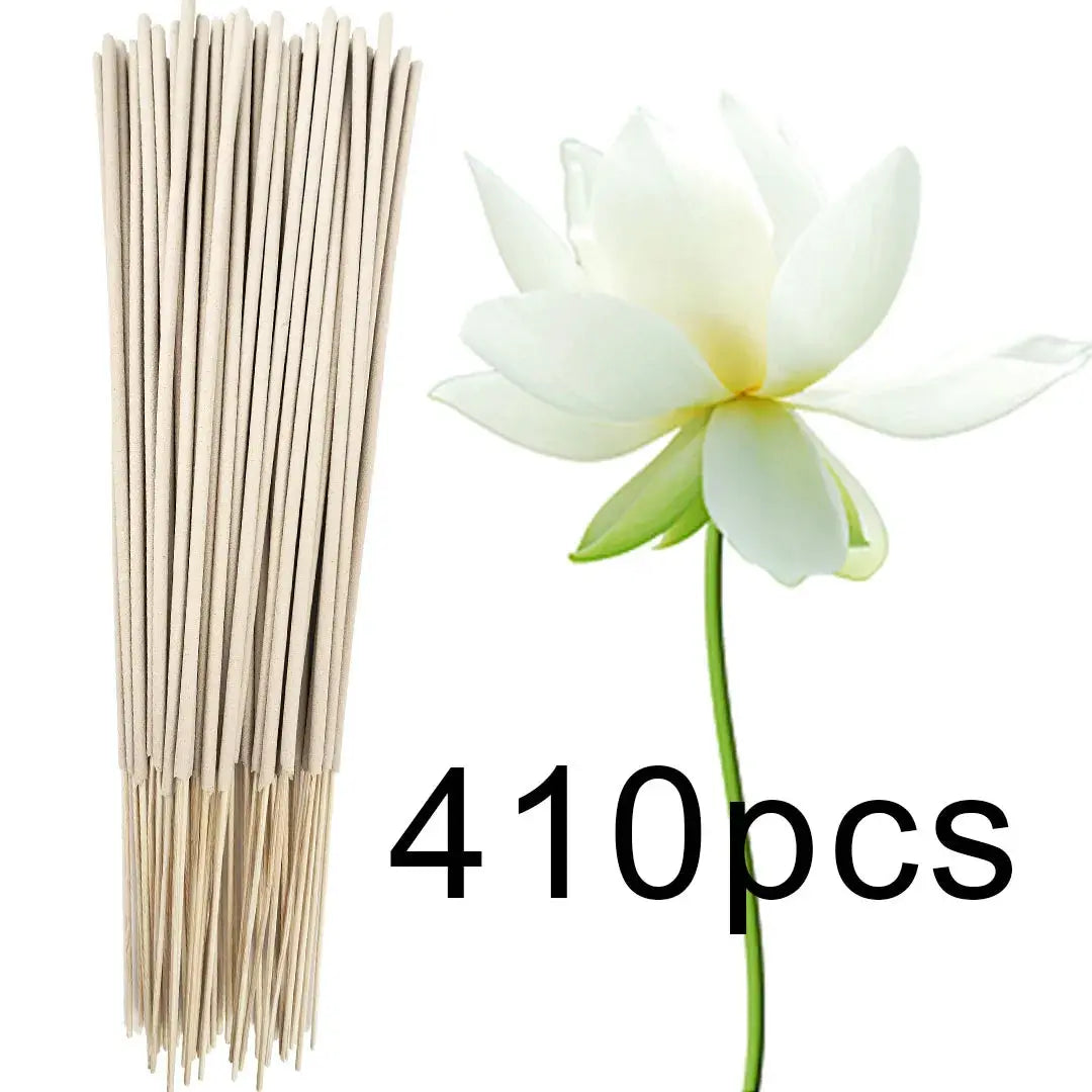 White Lotus Incense Sticks 8.7 Inch Bamboo Core Off White Natural Materials Lotus Scent Pack Sizes 20 100 222 410