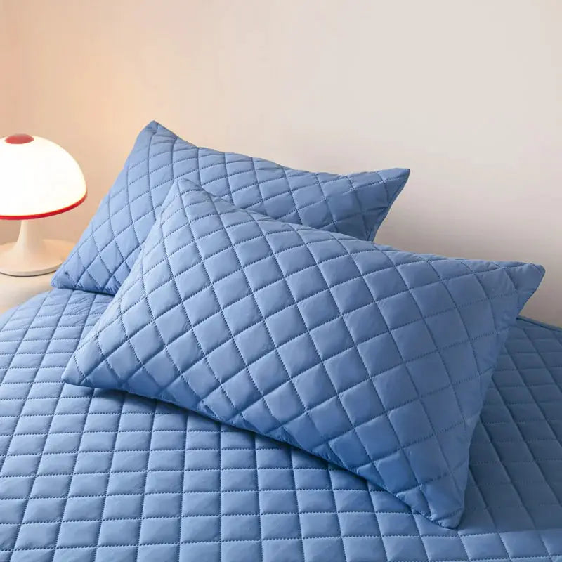 Simples Market Northern Europe blue quilted cotton double-deck pillowcases, 2-piece set for bedroom decor