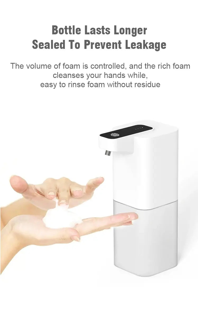 Simples Market touchless liquid soap dispenser, white with black top, infrared sensor