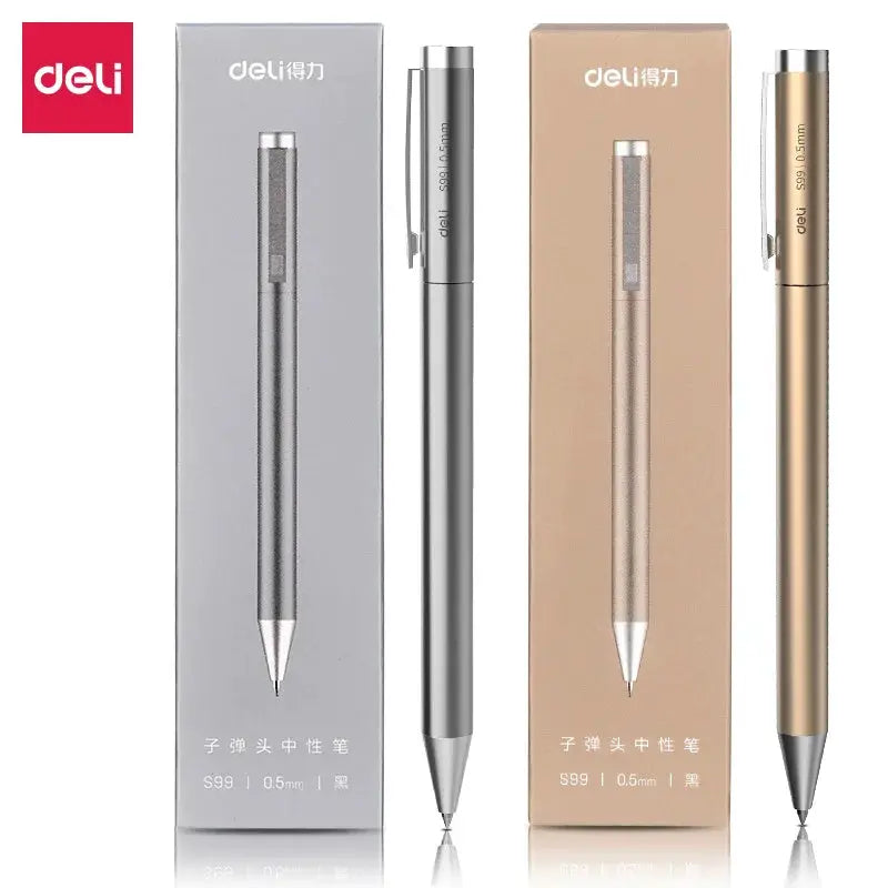 Deli metal sign pen 0.5mm gel ink, 2 pens in silver and gold metallic finishes (Simples Market)