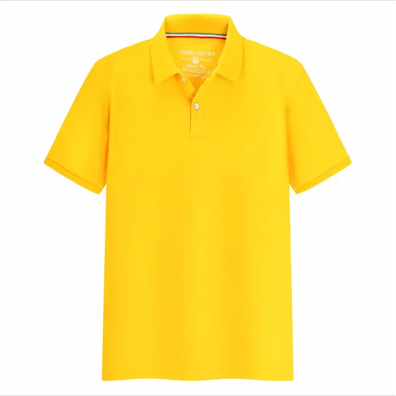 Unisex yellow polo shirt, short sleeves with collar, solid color by Simples Market