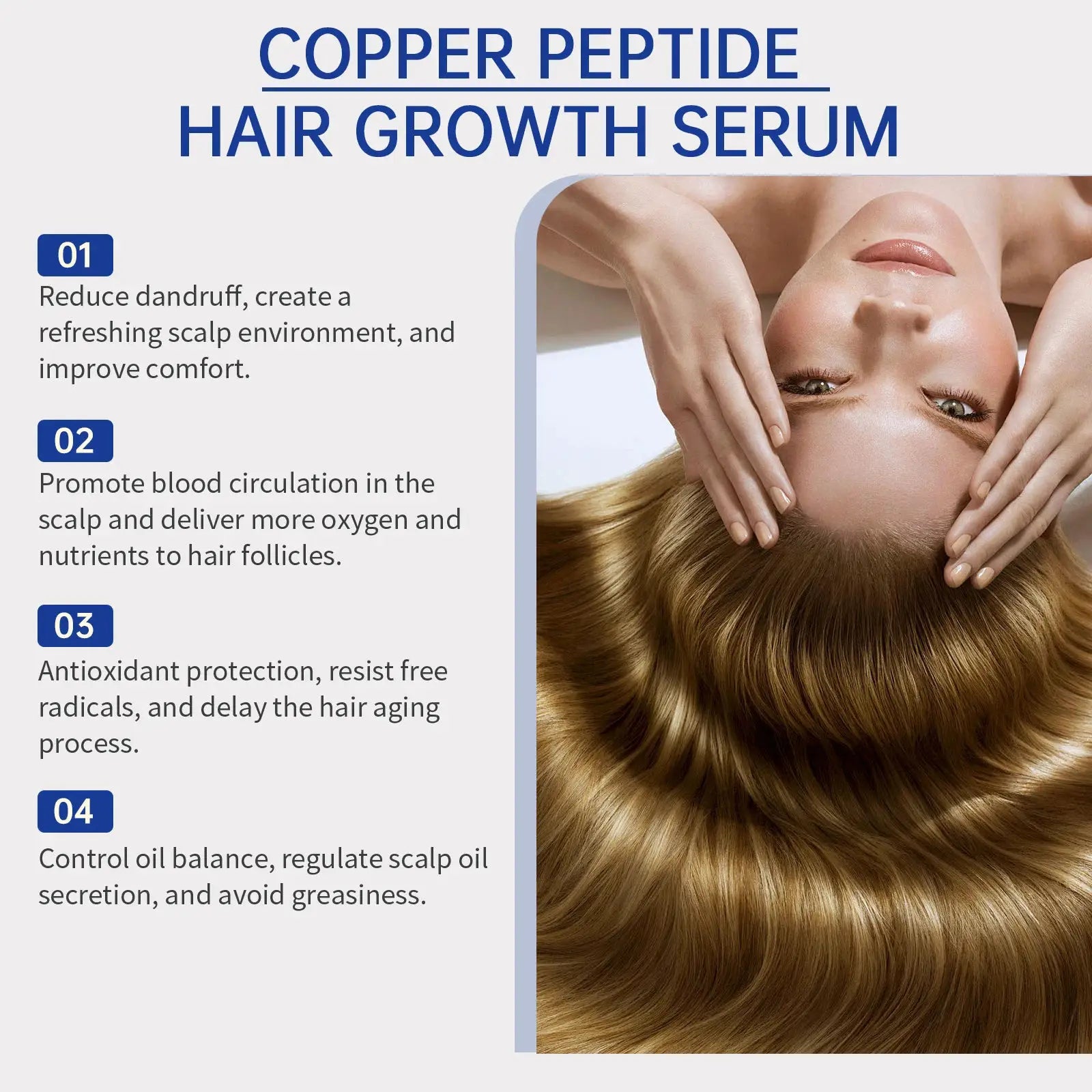 EELHOE Blue Copper Peptide Serum for Hair Growth Treatments for Damaged Hair Strengthening Products Prevent Hair Loss Essence