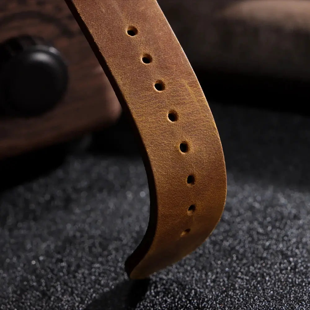 HeritageCraft Vintage Oil Wax Leather Watch Band Handmade Cowhide Strap 18mm to 24mm for Omega and Seiko Watches