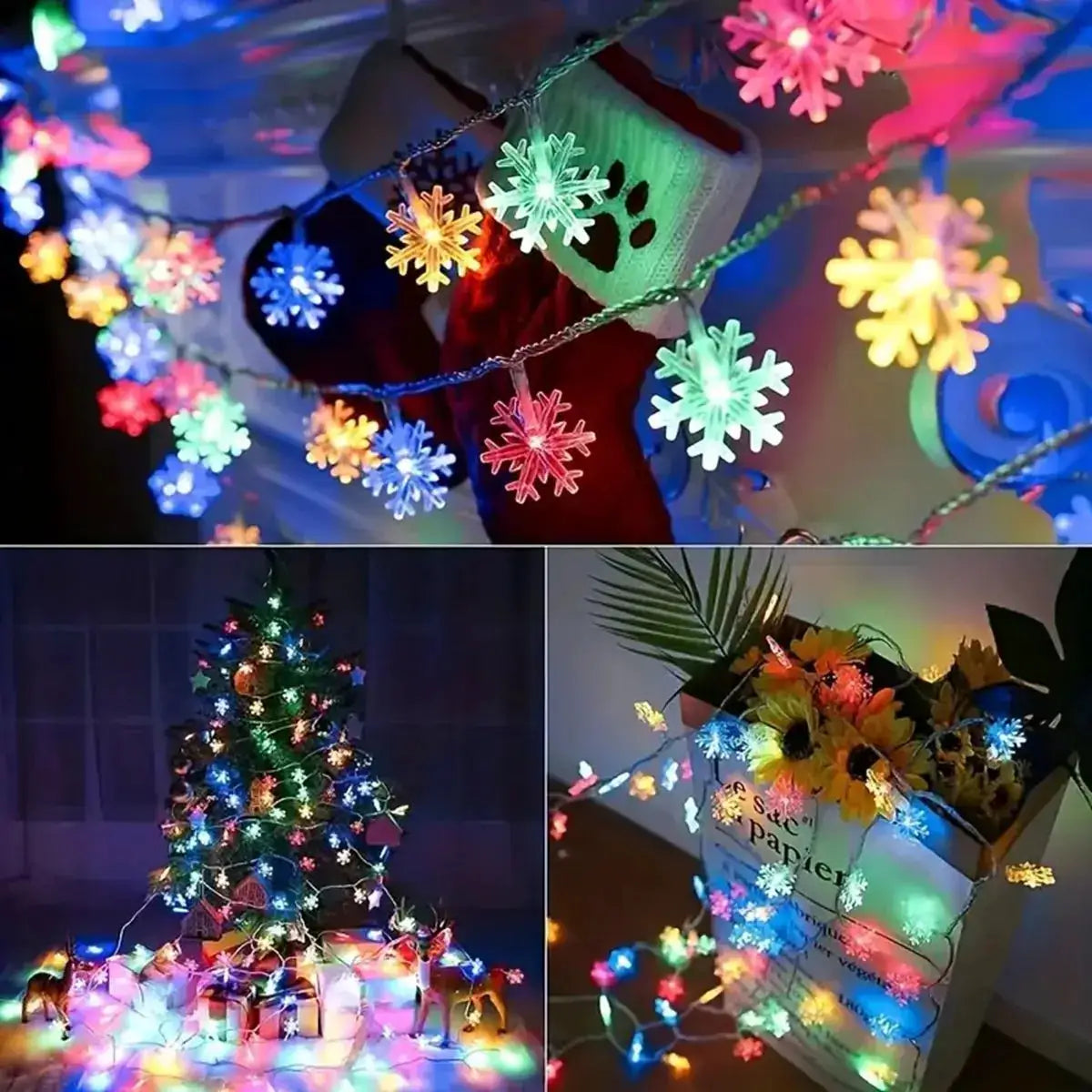 LED Christmas Snowflake String Light 1pc Indoor Outdoor Hanging Decor Fairy Atmosphere Lamp For Garden Party
